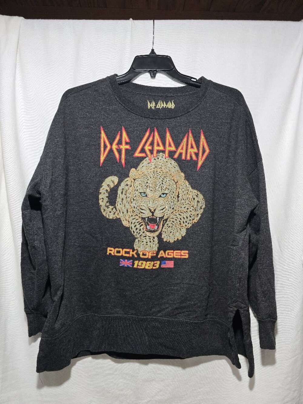Def Leppard Rock of Ages 1983 Sweatshirt Women's Size XXL Charcoal Gray Pullover